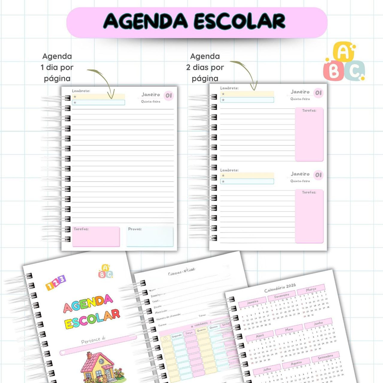 Encadernação Agenda Escolar Bobbie Goods 2026 - Van Criações 4