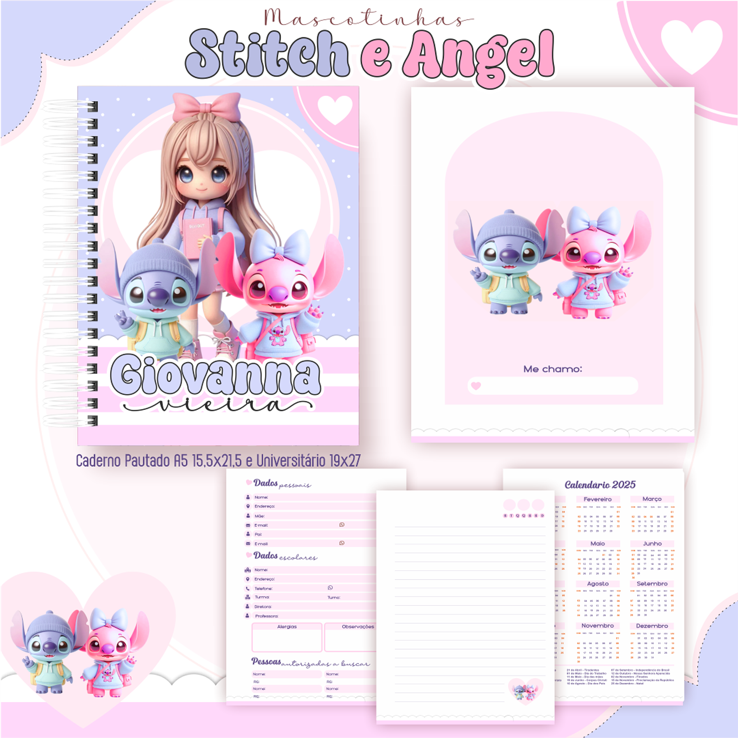 Encadernação Mascotinhas Stitch e Angel 4