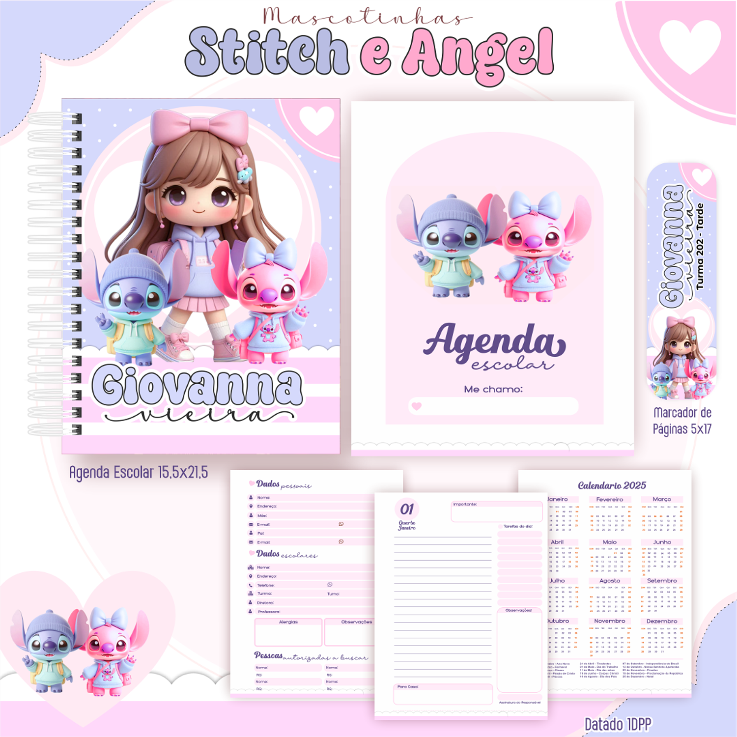 Encadernação Mascotinhas Stitch e Angel 5