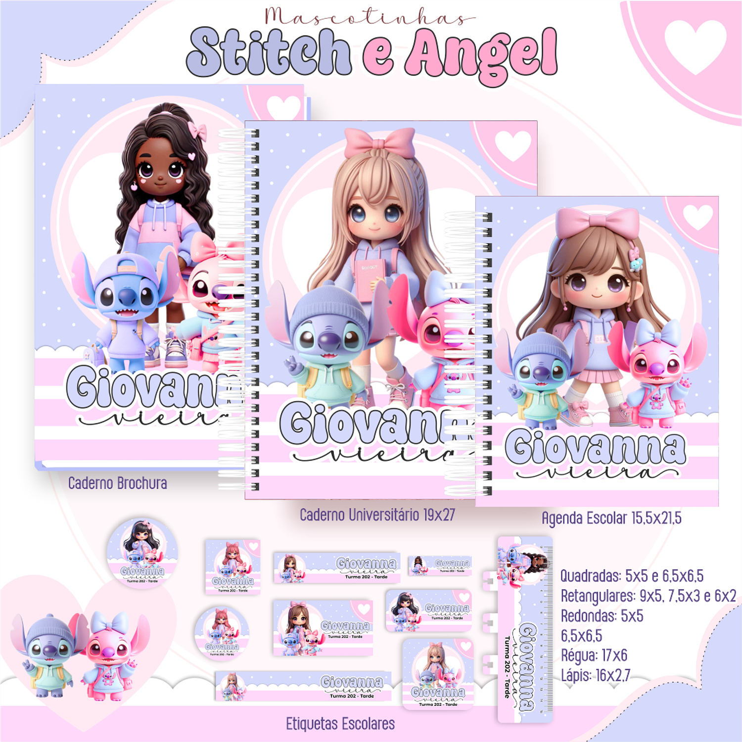 Encadernação Mascotinhas Stitch e Angel 1