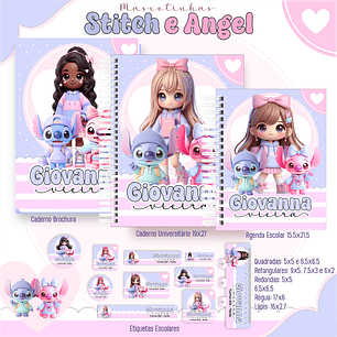 Encadernação Mascotinhas Stitch e Angel