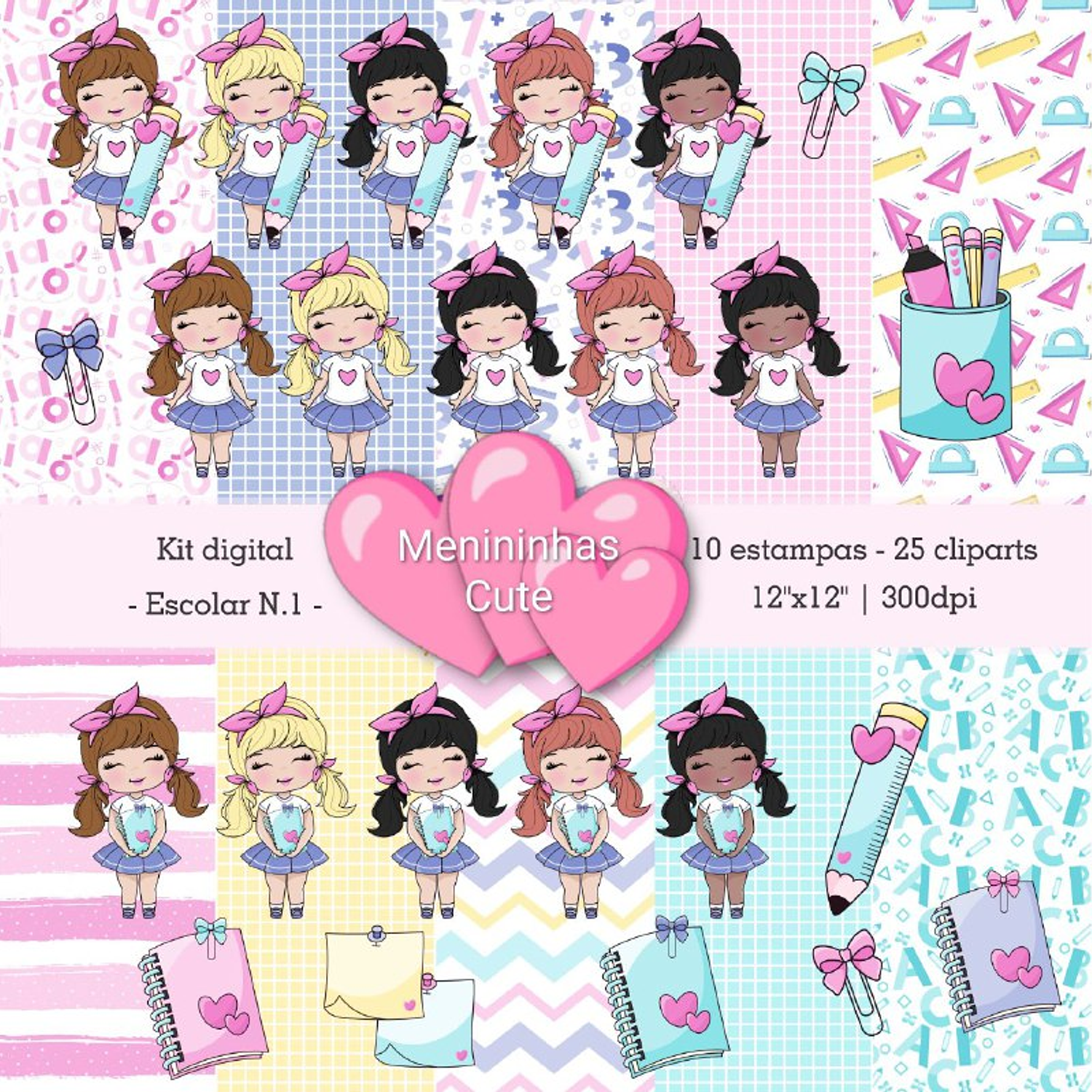 Arquivo Kit Digital Escolar 1 Menininhas Cute Volta as Aulas 1