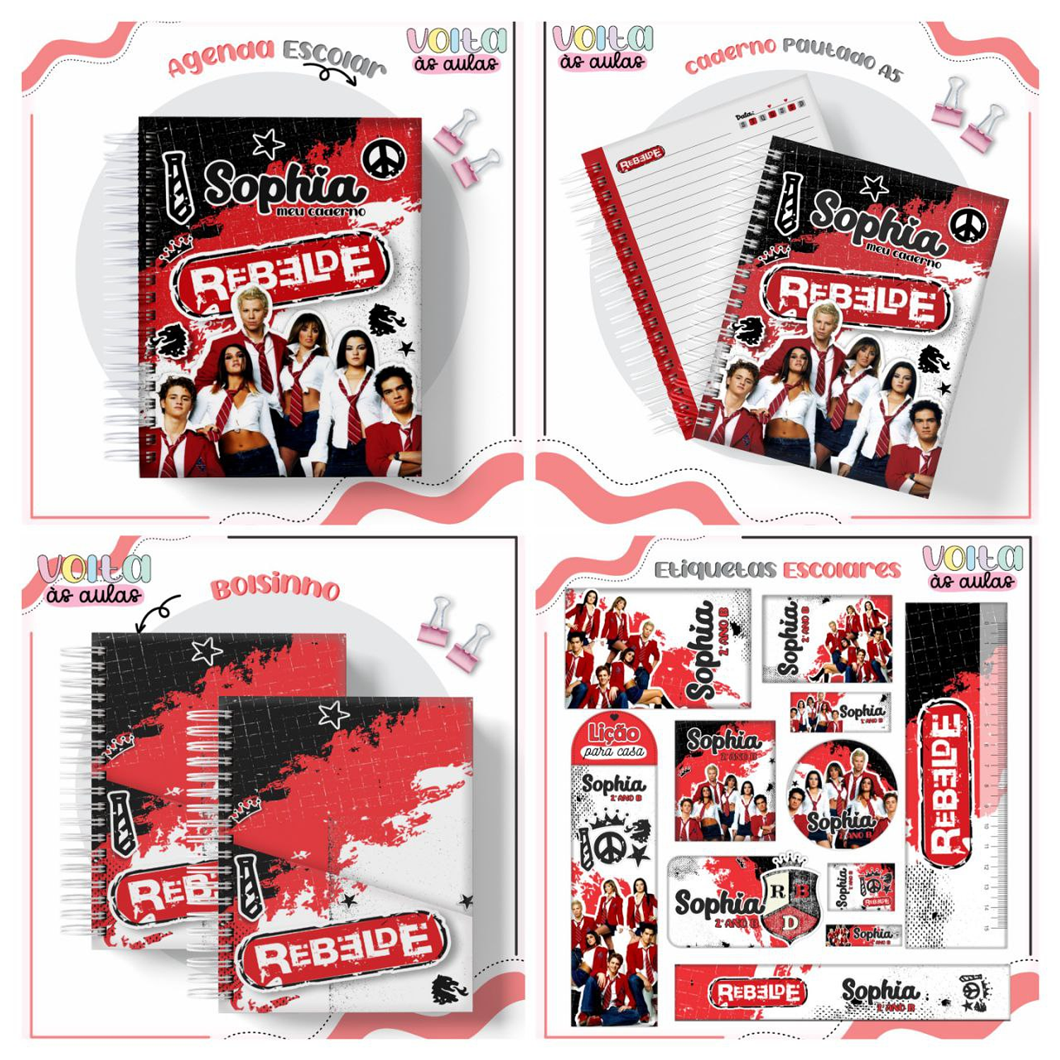 Encadernação Kit Escolar Rebelde Volta as Aulas - Lina 3