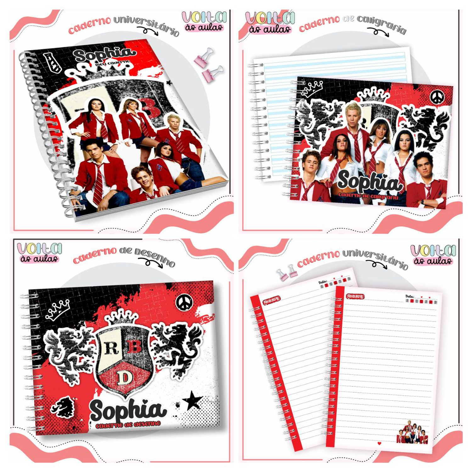 Encadernação Kit Escolar Rebelde Volta as Aulas - Lina 4