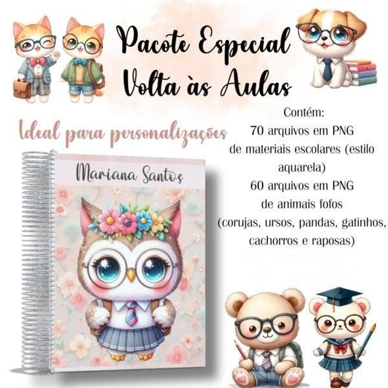 Mega Clipart Kit Digital Volta as Aulas - Caramelo Designer 2