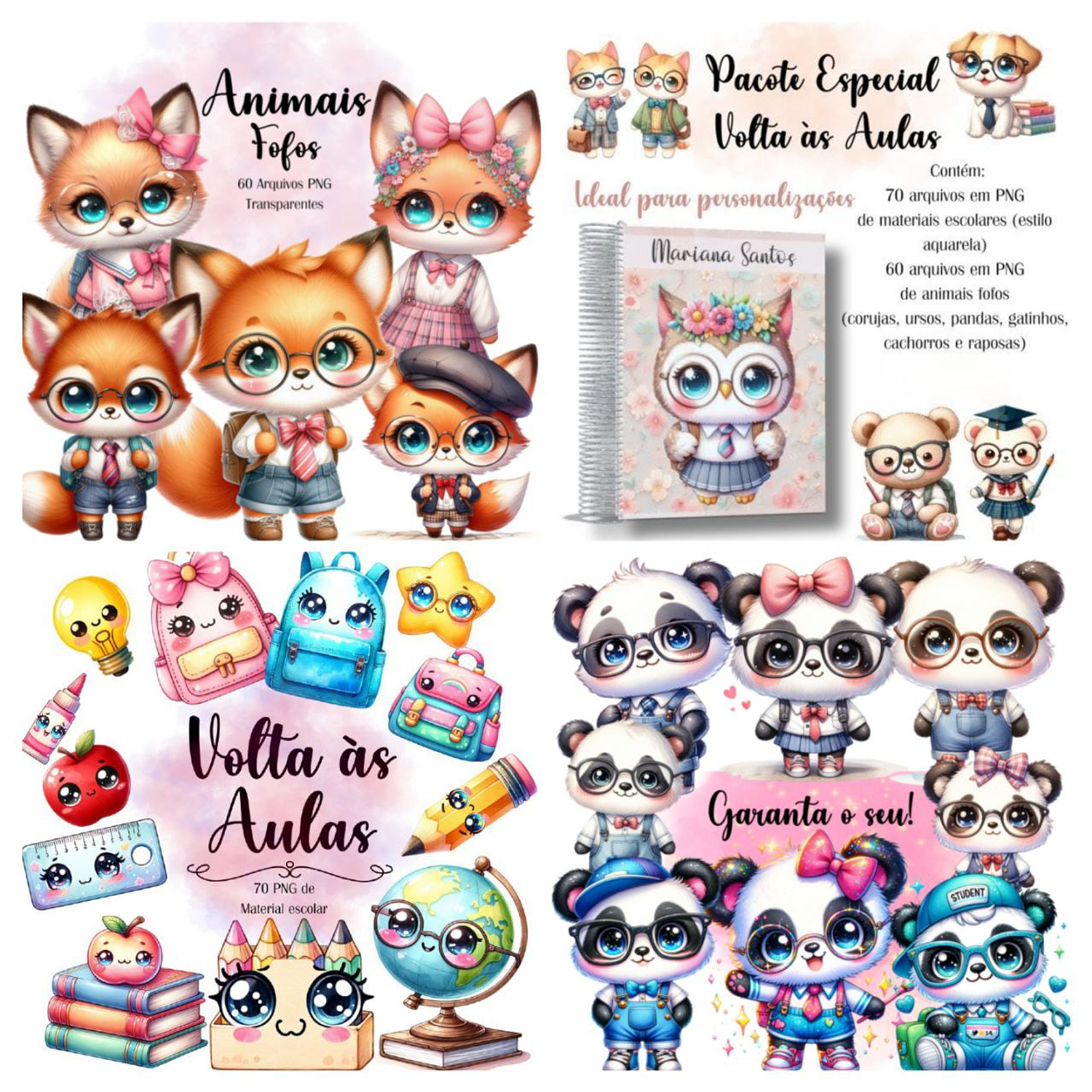 Mega Clipart Kit Digital Volta as Aulas - Caramelo Designer 5