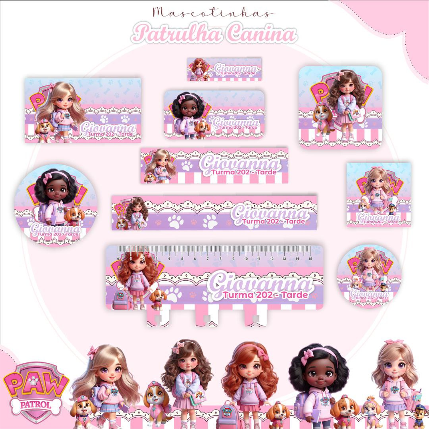 Encadernação Kit Mascotinhas Patrulha Canina Menina - Lina Criativa 4