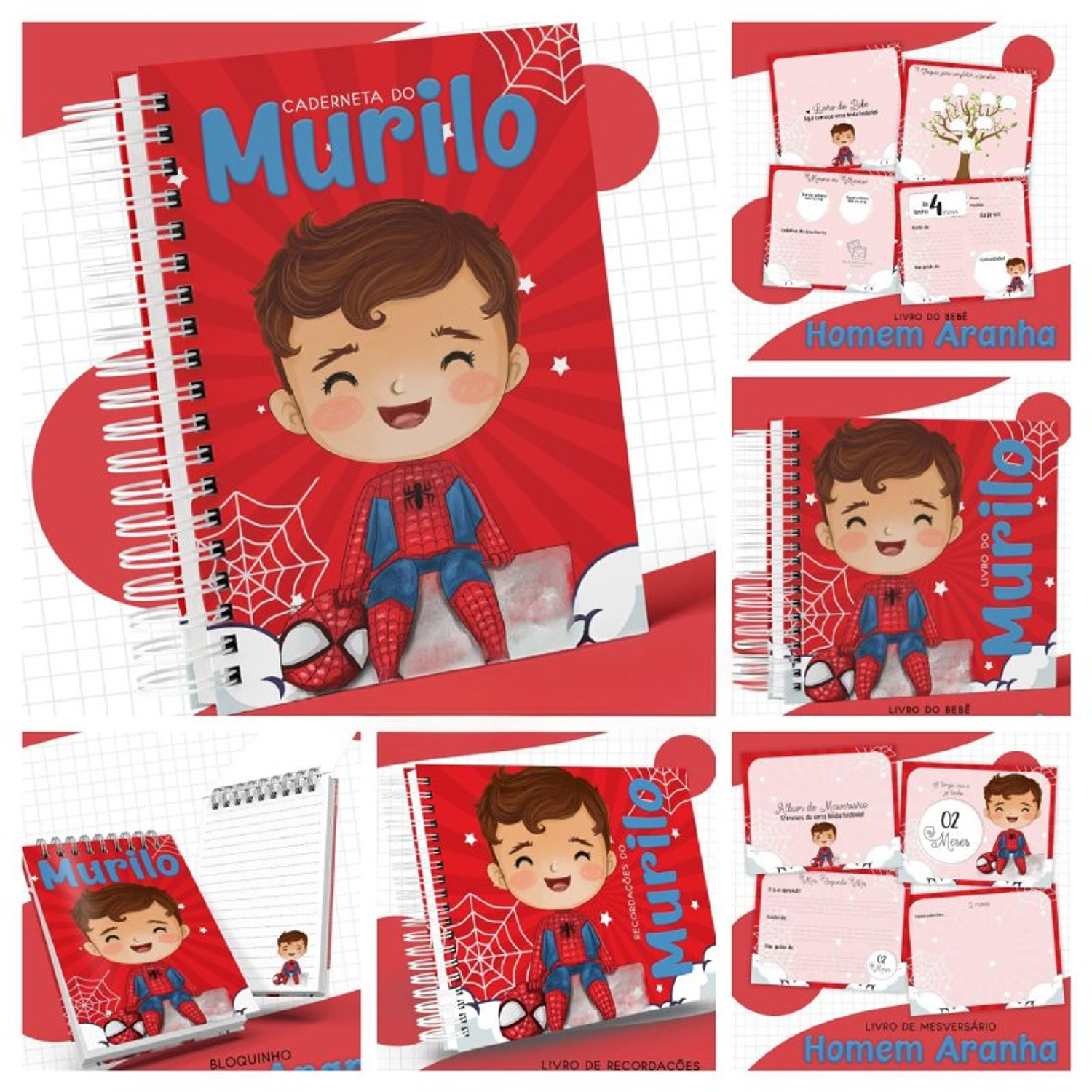 Encadernação Kit Caderneta Homem Aranha Cute 1
