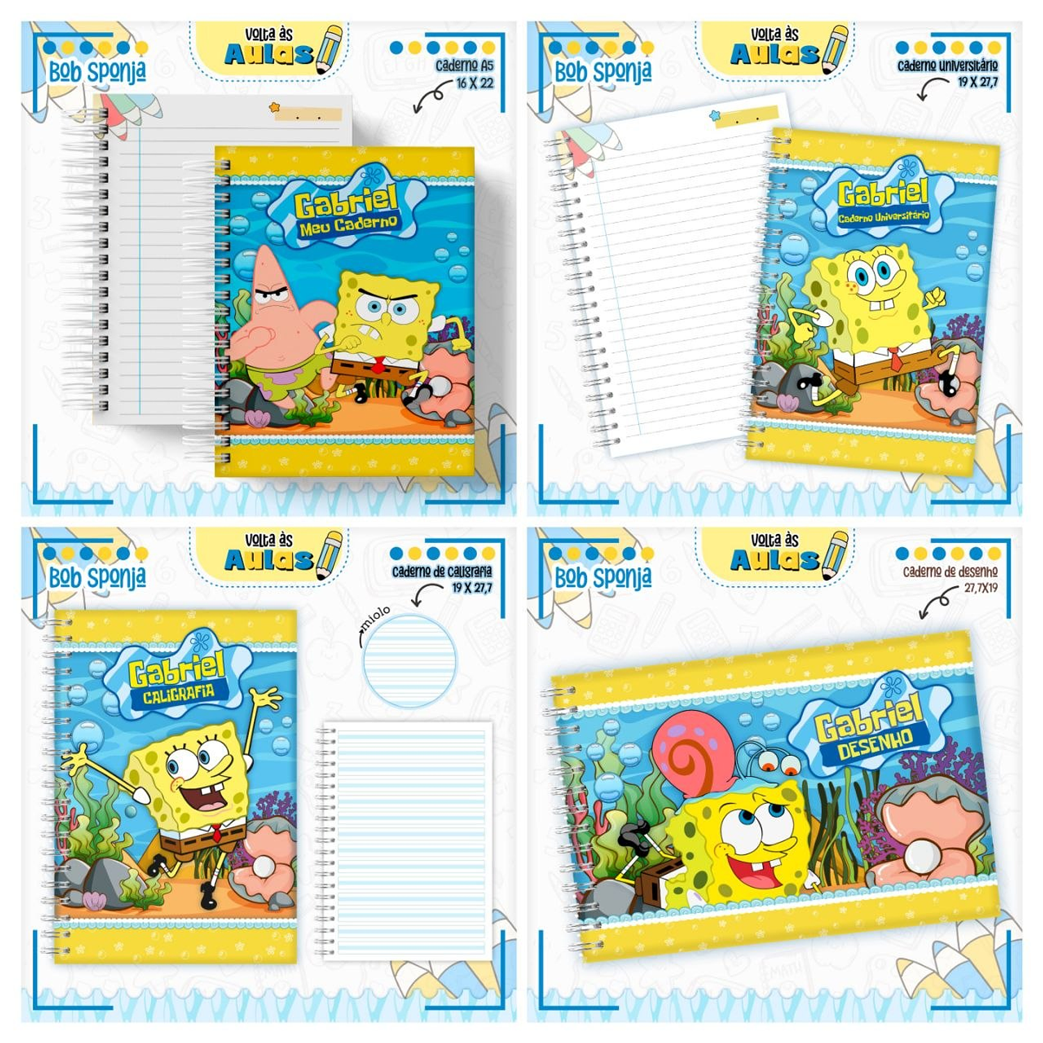 Encadernação Kit Escolar Bob Esponja - Lina  2
