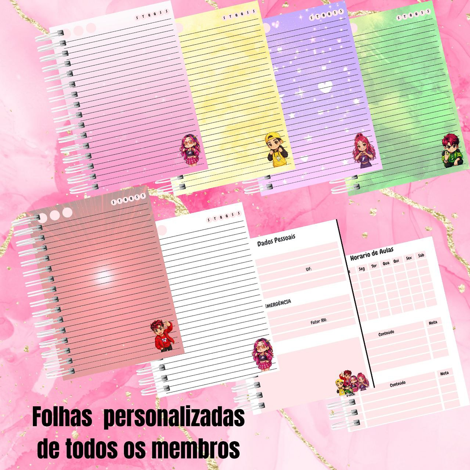 Encadernação Kit Escolar Dos Rosa 5