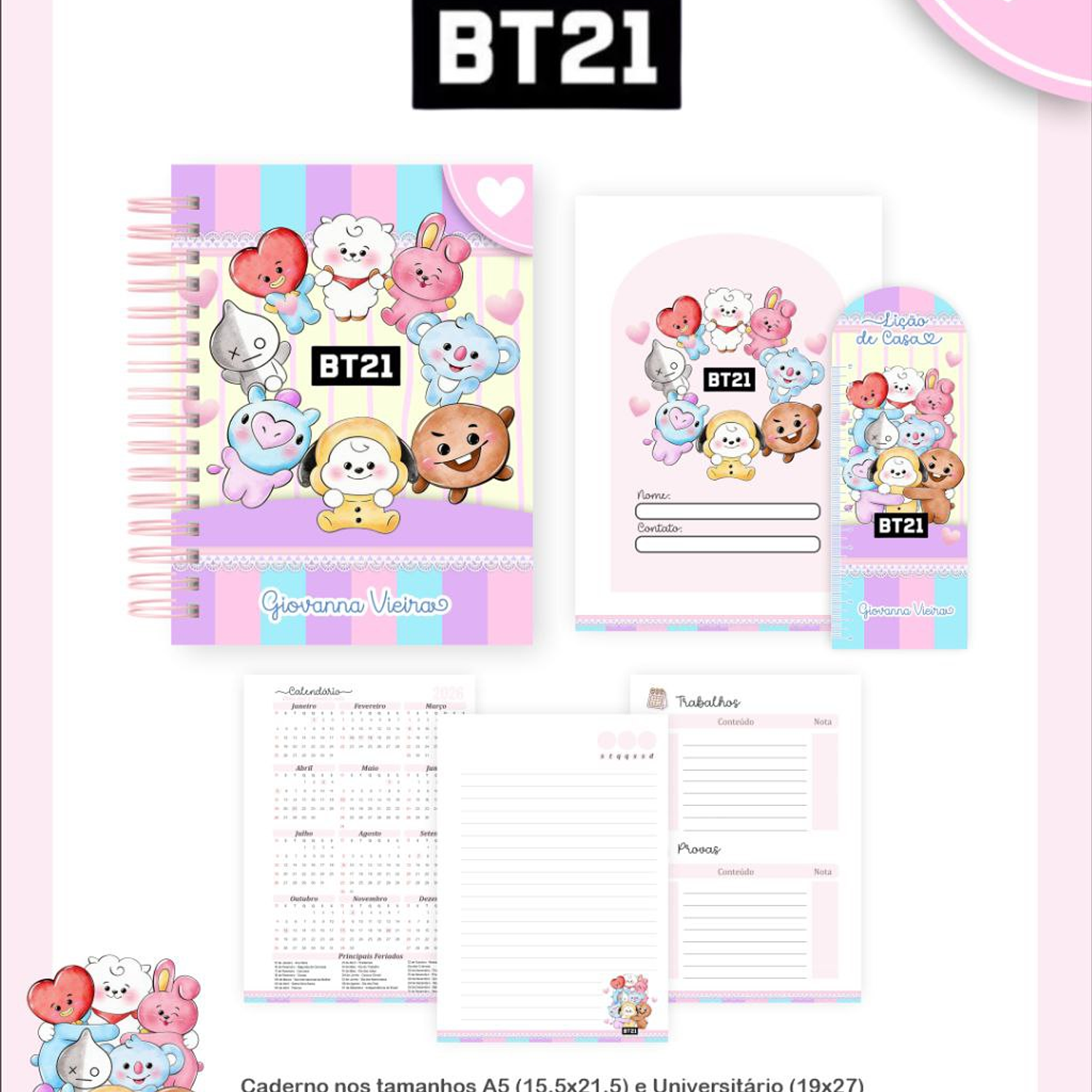Arquivo Encadernação Kit Escolar BT21 5