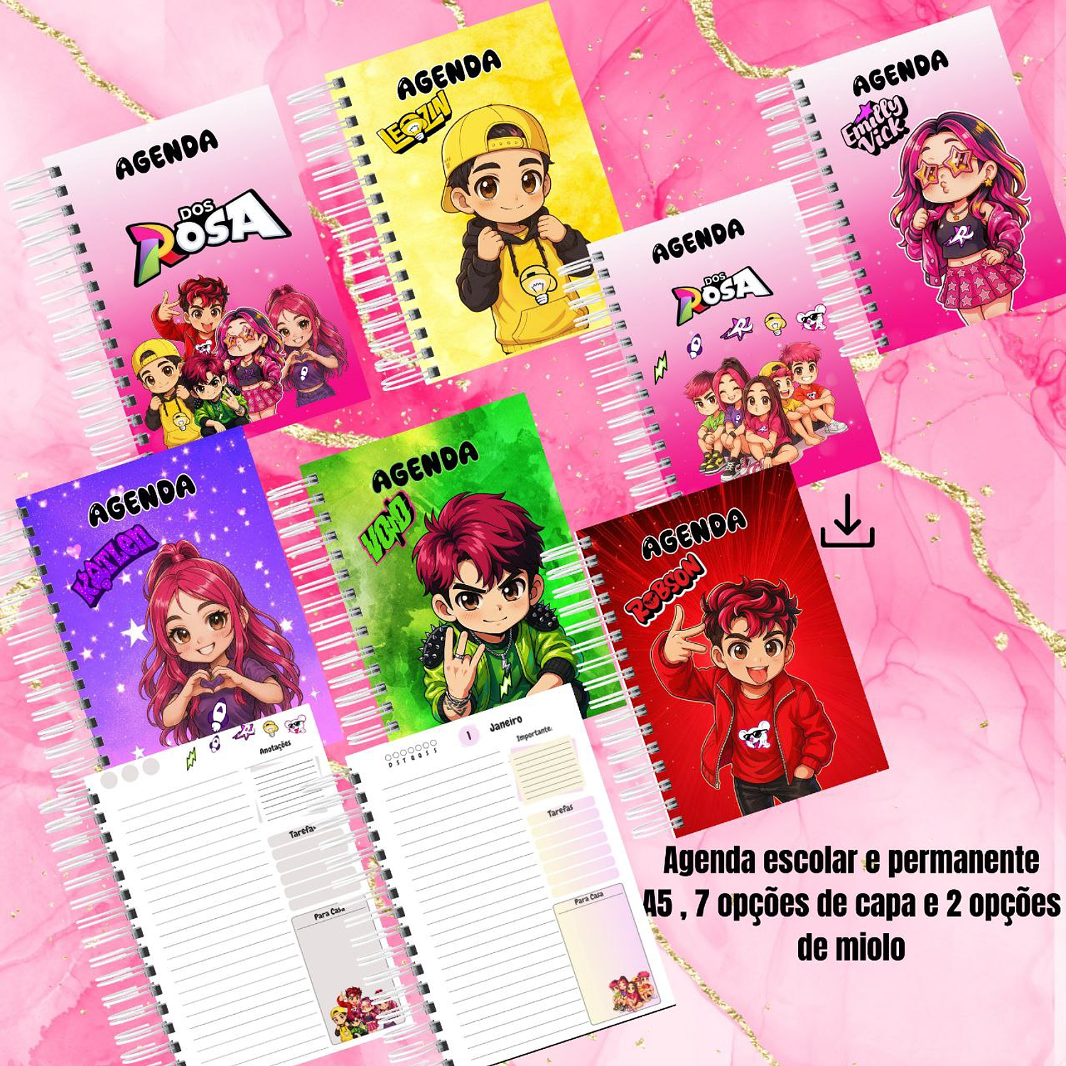 Encadernação Kit Escolar Dos Rosa 2 3