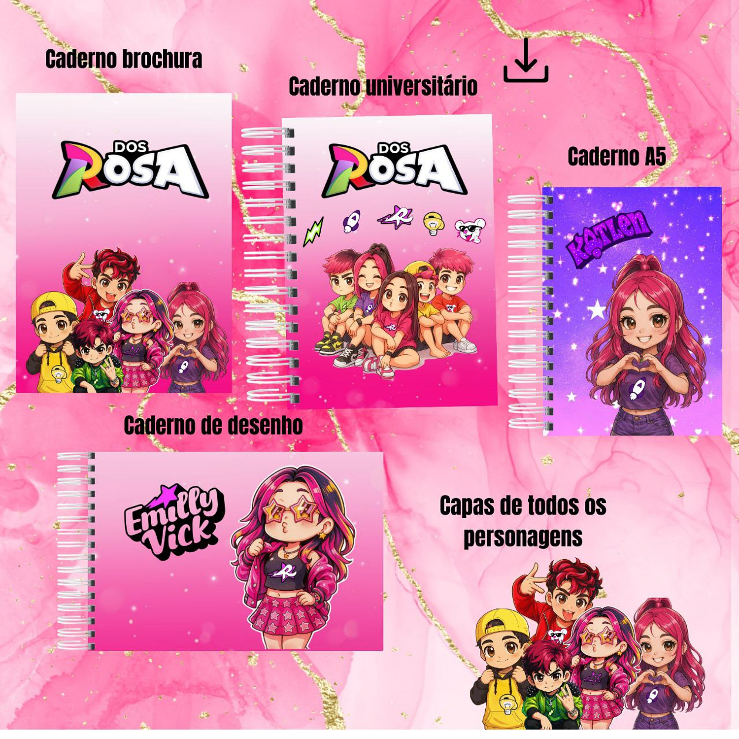 Encadernação Kit Escolar Dos Rosa 2 2