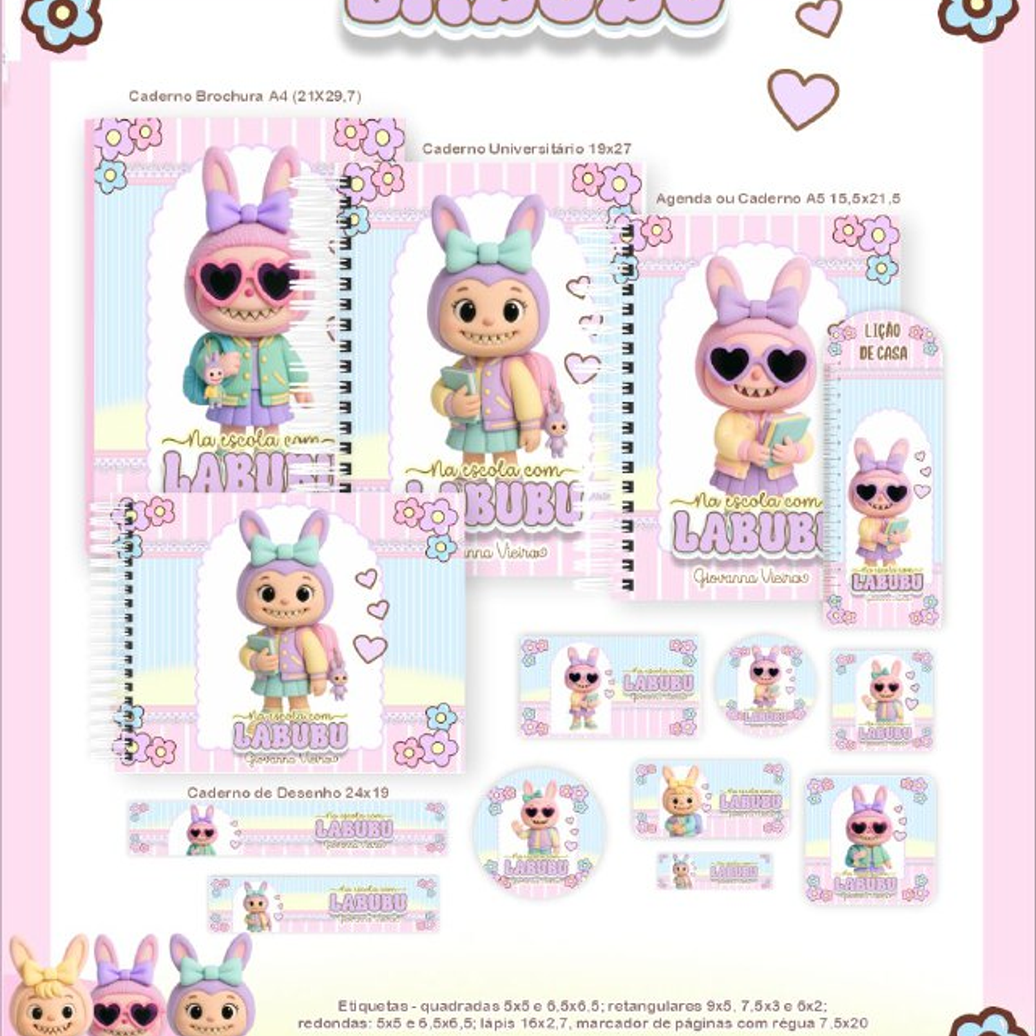 Encadernação Kit Escolar Labubu  1