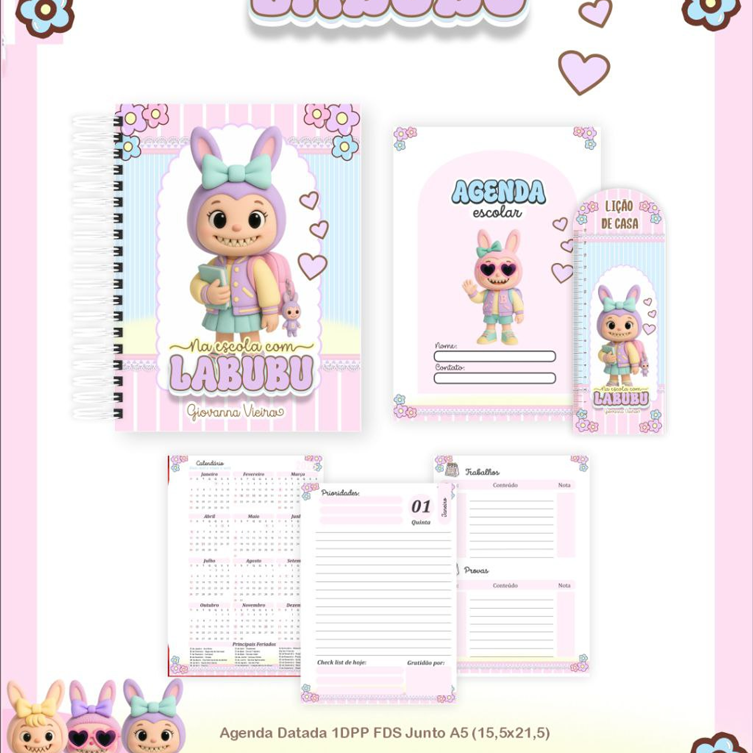 Encadernação Kit Escolar Labubu  2