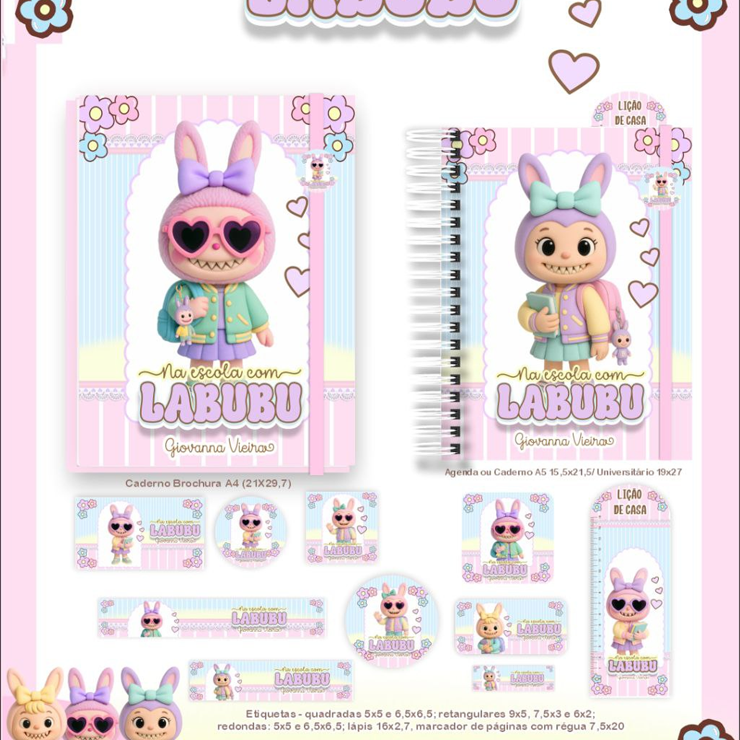 Encadernação Kit Escolar Labubu  5
