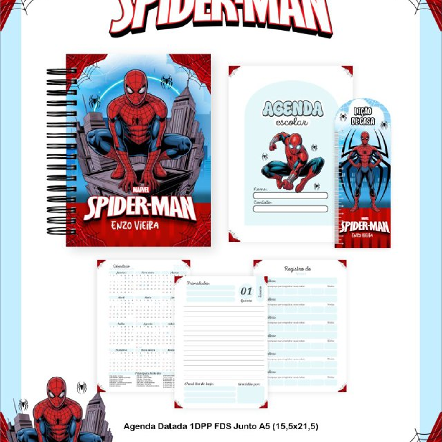 Encadernação Kit Escolar H Aranha 4