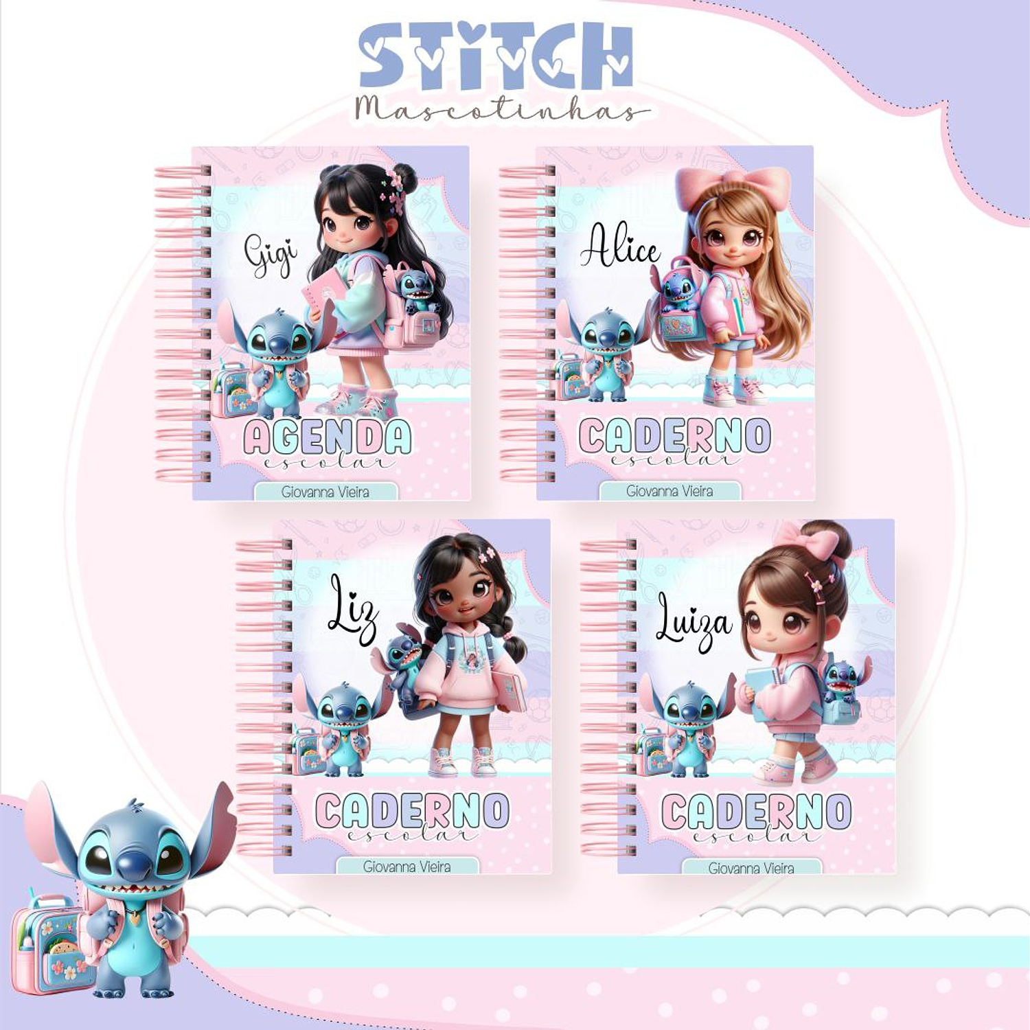 Encadernação Kit Escolar Stitch 3
