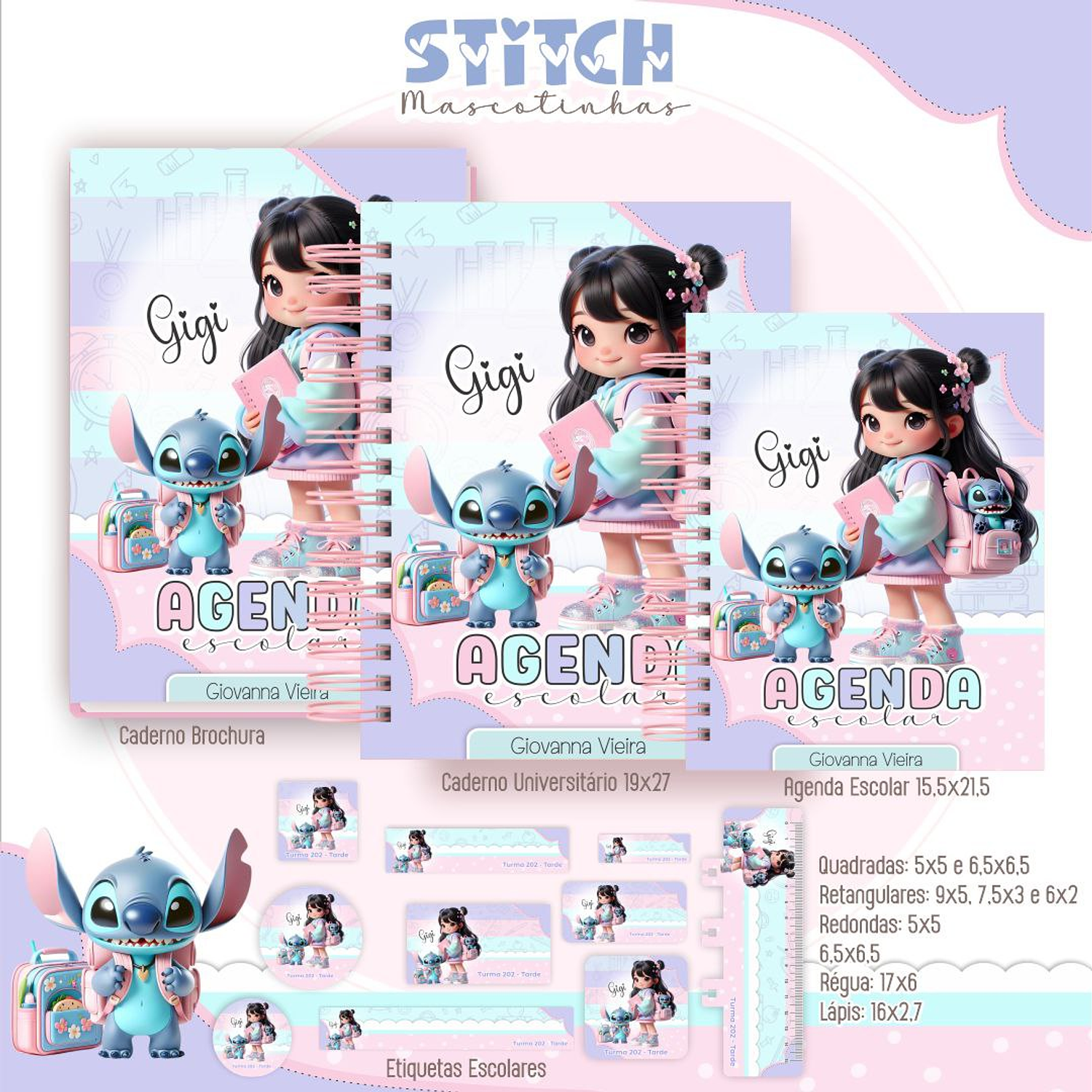 Encadernação Kit Escolar Stitch 4