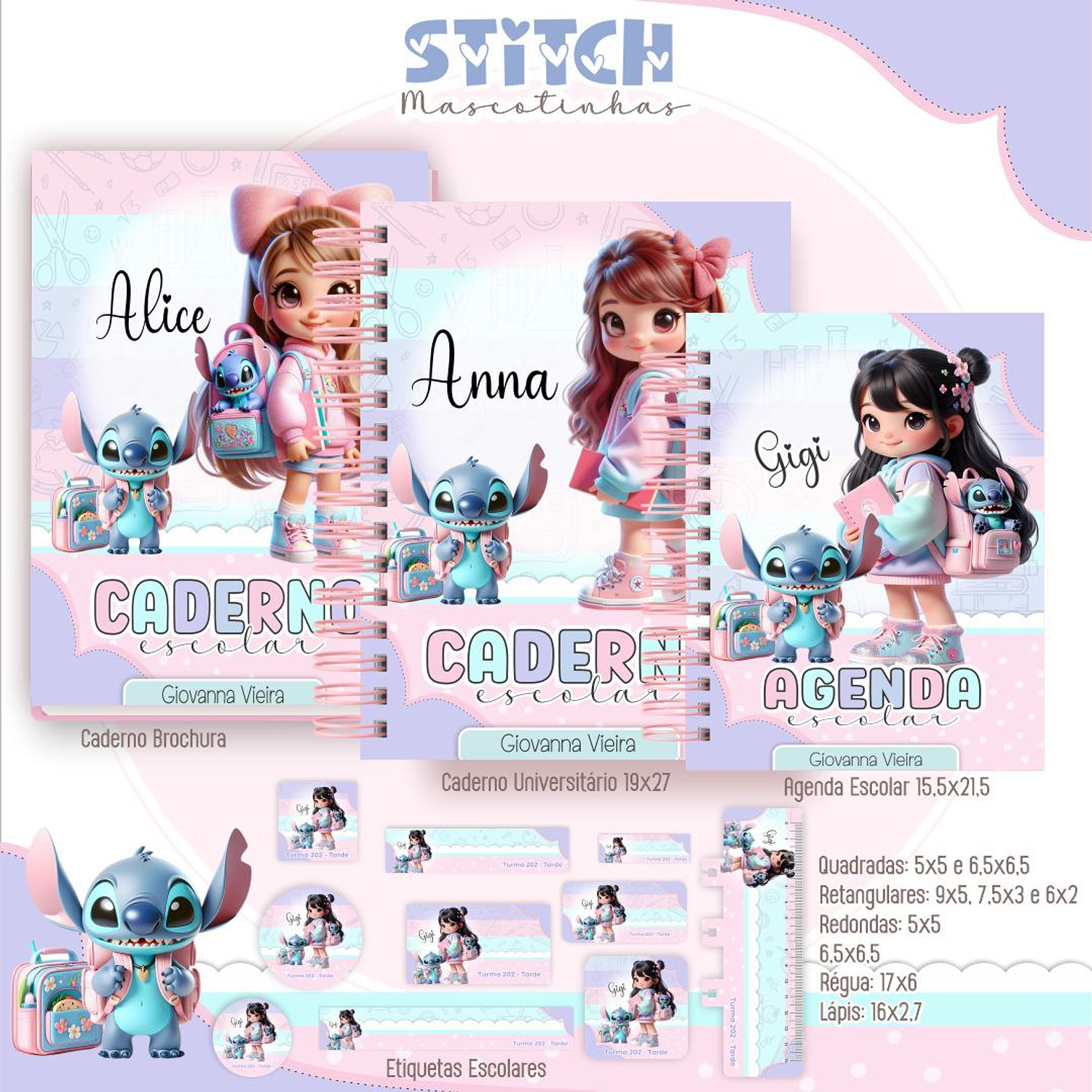 Encadernação Kit Escolar Stitch 5