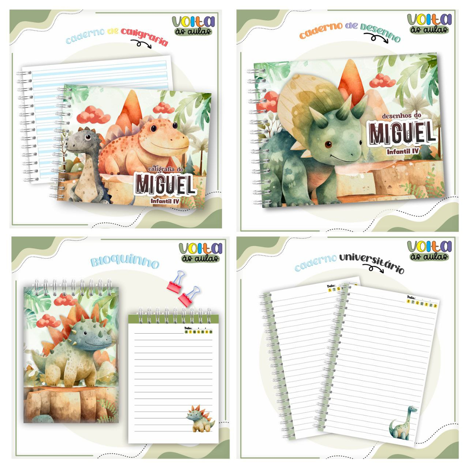 Arquivo Encadernação Kit Escolar Dinossauros - Lina Criativa 4