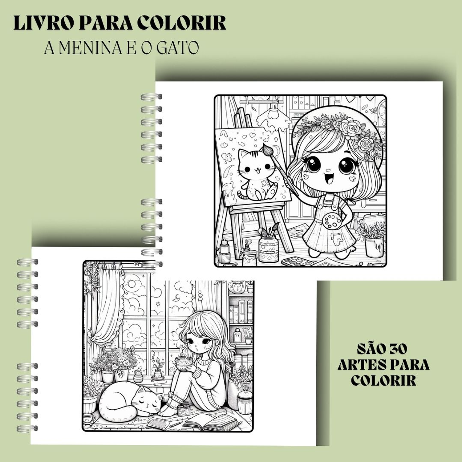 Arquivo Digital Colorir A Menina e o Gato 3