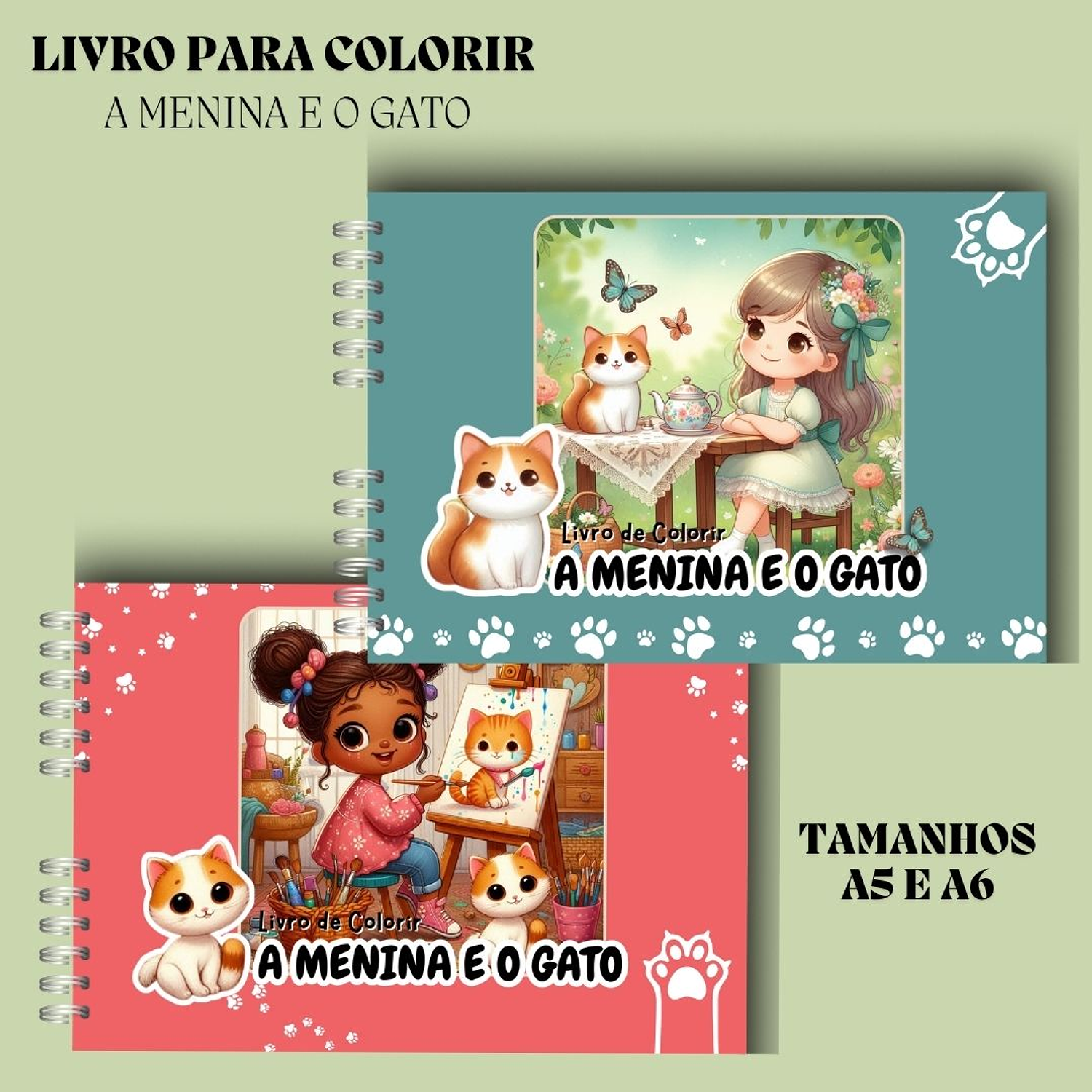 Arquivo Digital Colorir A Menina e o Gato 1