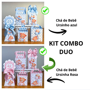 Arquivo 2 kits Chá de Bebê Ursinha e Ursinho - Juliana artes