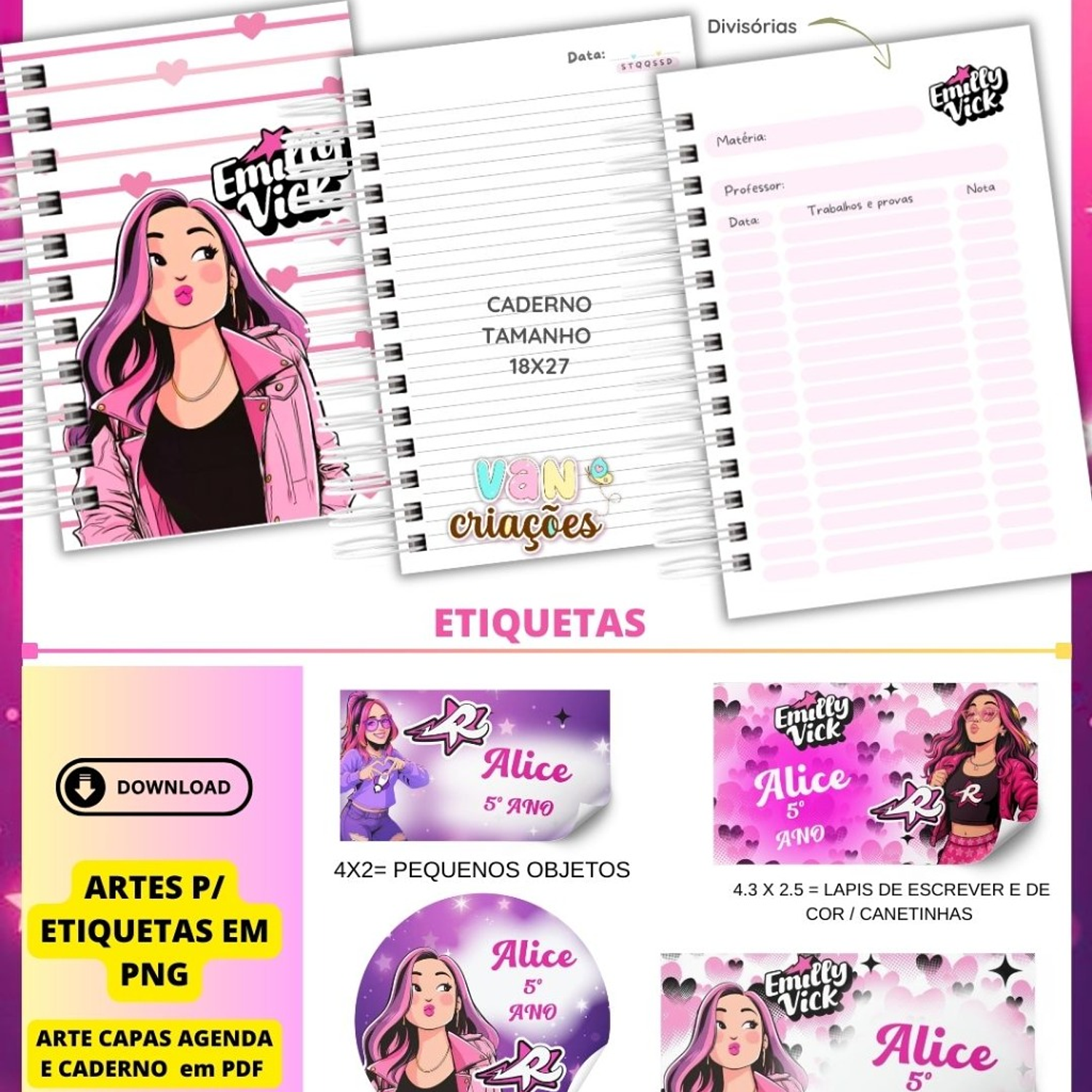 Encadernação Escolar Dos Rosa - Van Criações 2