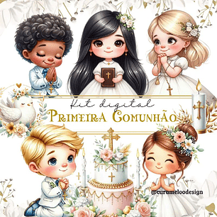 Kit Digital Primeira Comunhão - Caramelo Designer