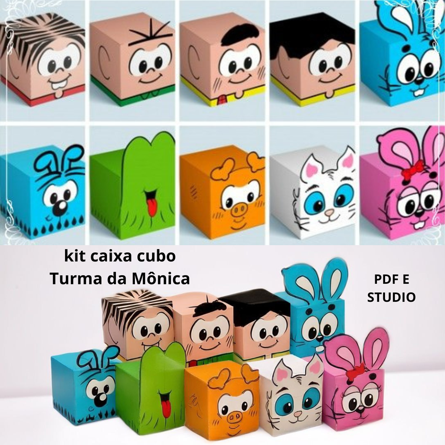 Arquivo Kit Caixa Cubo Turma Da Mônica Personagens  1