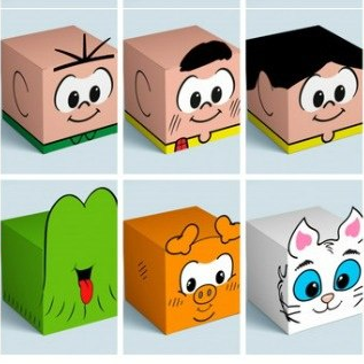 Arquivo Kit Caixa Cubo Turma Da Mônica Personagens  2