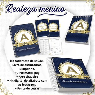 Arquivo Encadernação Kit Caderneta Realeza menino