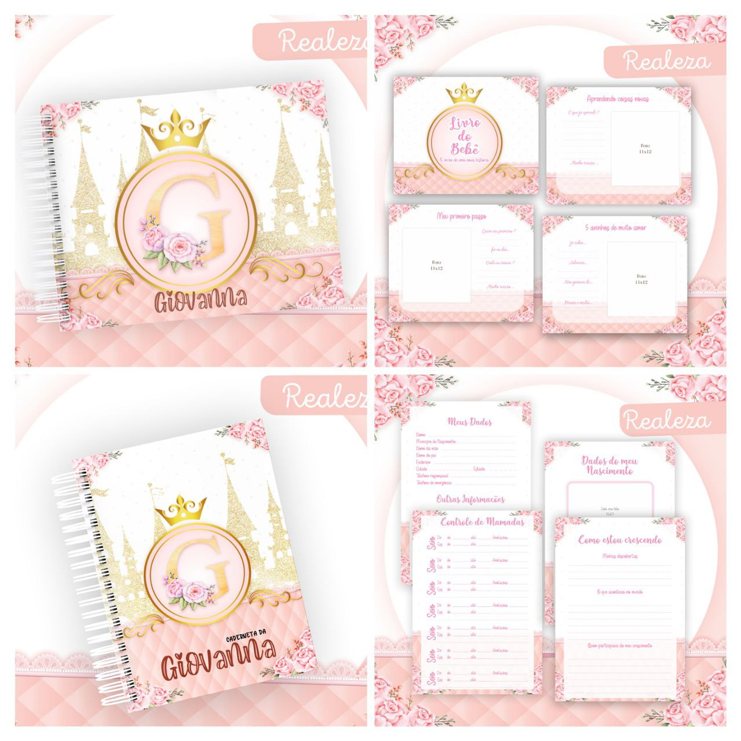 Arquivo Encadernação Kit Caderneta Realeza Vintage 1