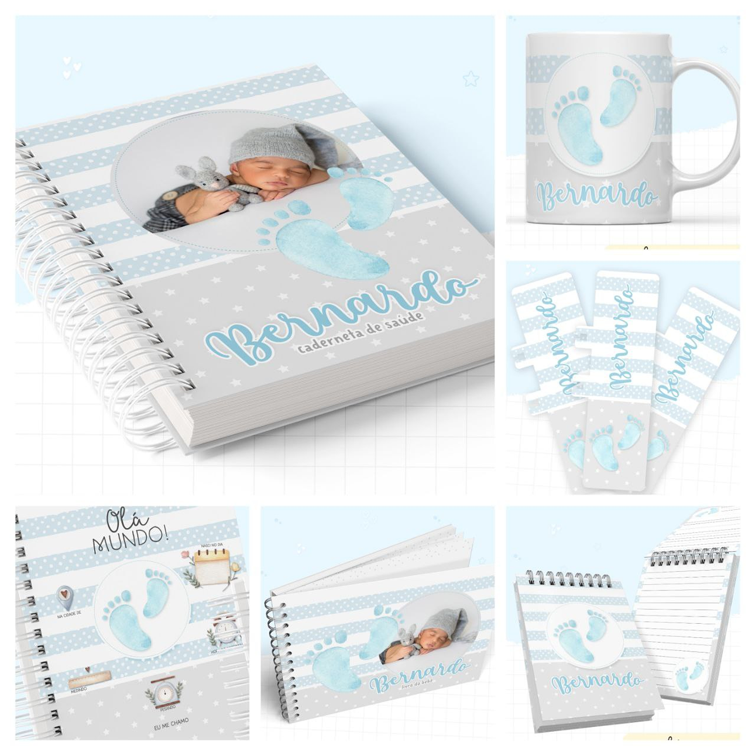 Encadernação Kit Caderneta Pezinhos Menino 1