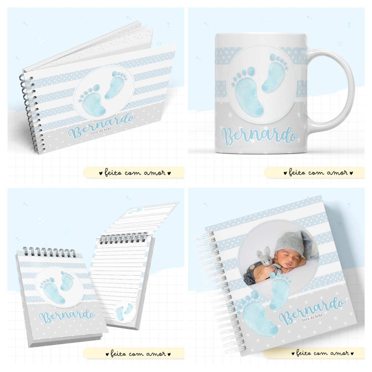 Encadernação Kit Caderneta Pezinhos Menino 2