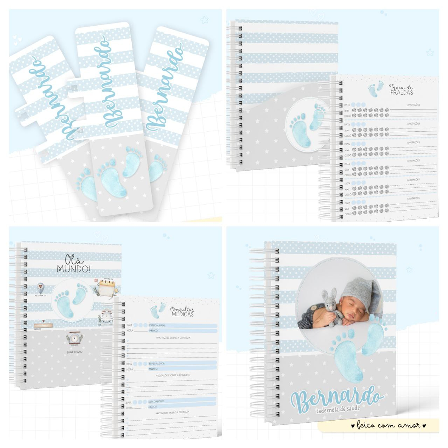 Encadernação Kit Caderneta Pezinhos Menino 4
