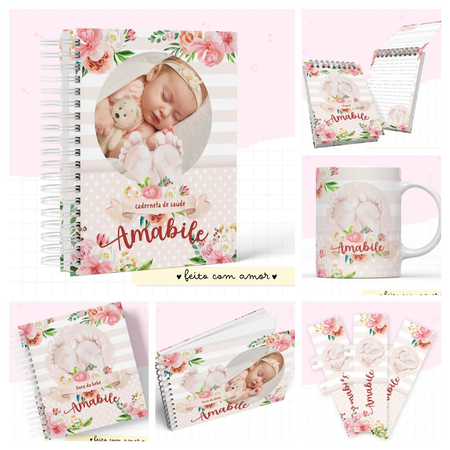 Encadernação Kit Caderneta Pezinhos Menina 1