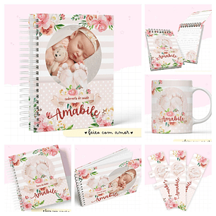 Encadernação Kit Caderneta Pezinhos Menina