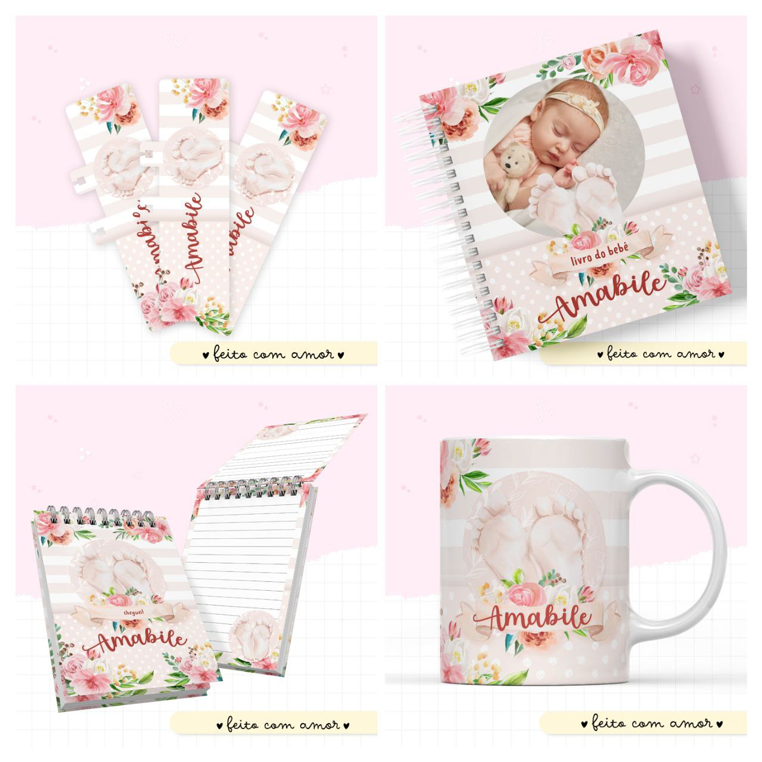 Encadernação Kit Caderneta Pezinhos Menina 2