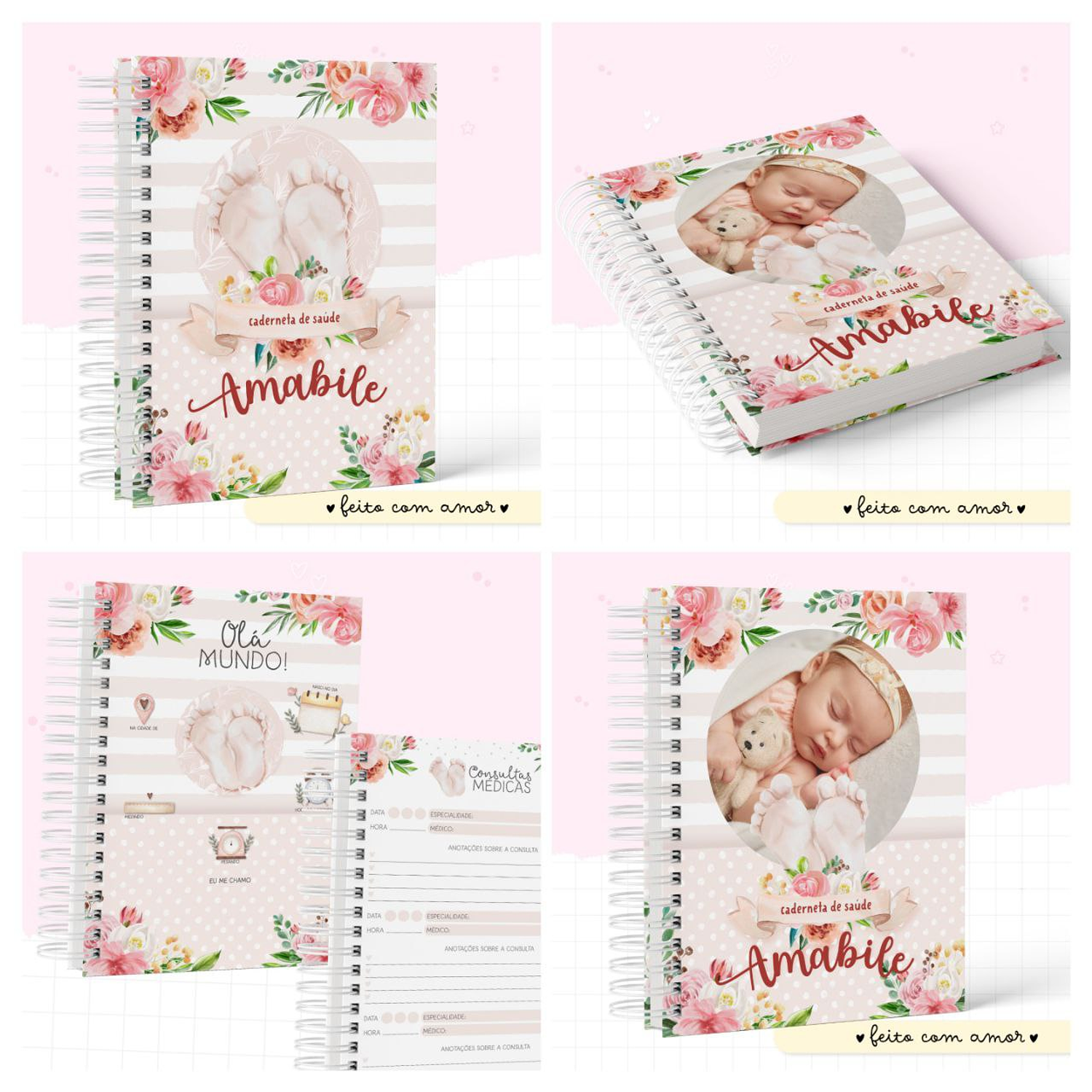 Encadernação Kit Caderneta Pezinhos Menina 3