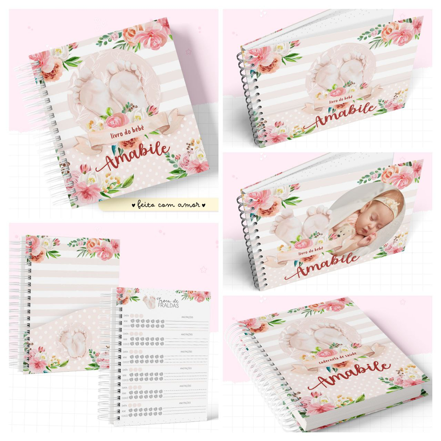 Encadernação Kit Caderneta Pezinhos Menina 4