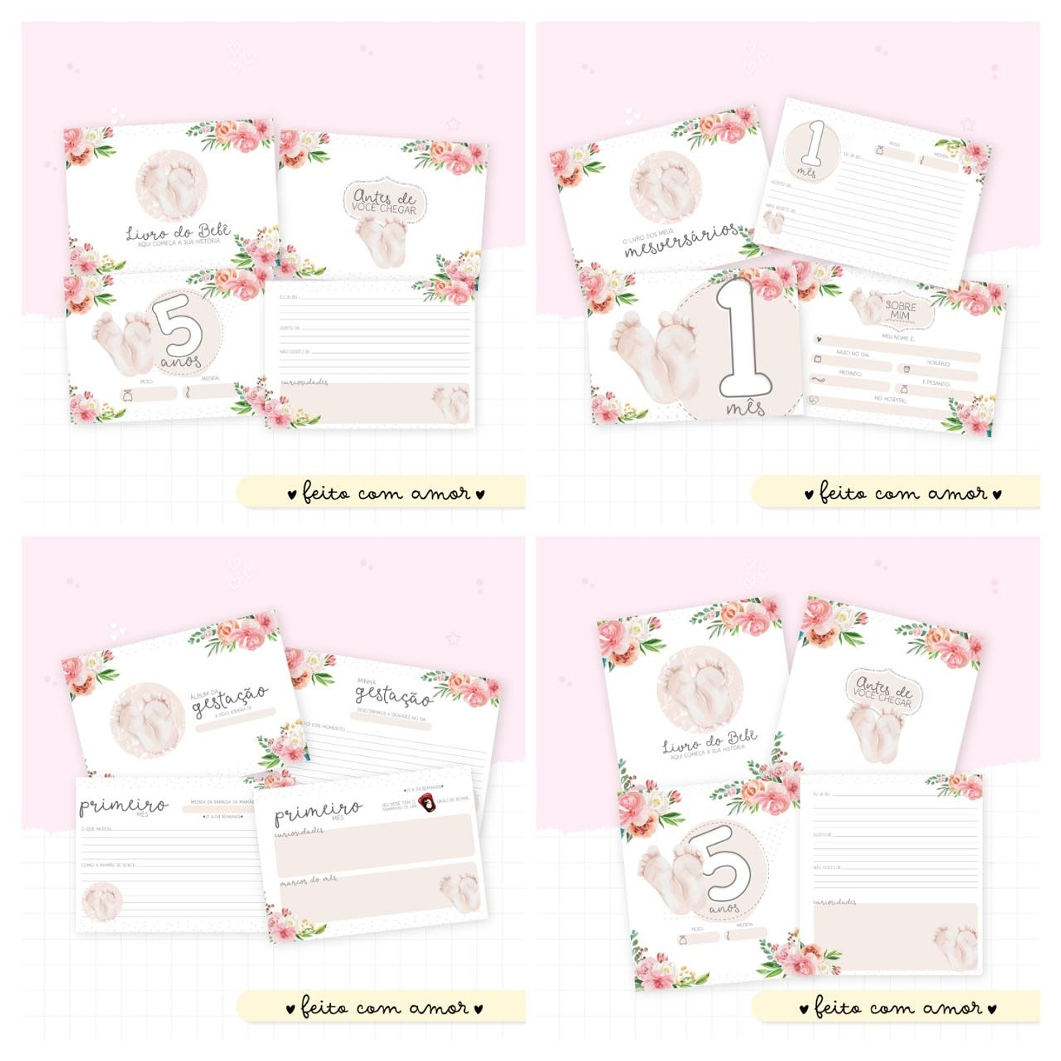 Encadernação Kit Caderneta Pezinhos Menina 5