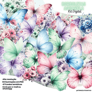 Kit Digital Borboletas Aquarela - Eternize