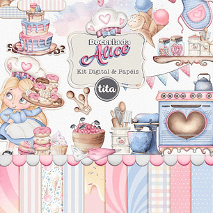 Kit Digital Doceria Da Alice Aquarela - Tita