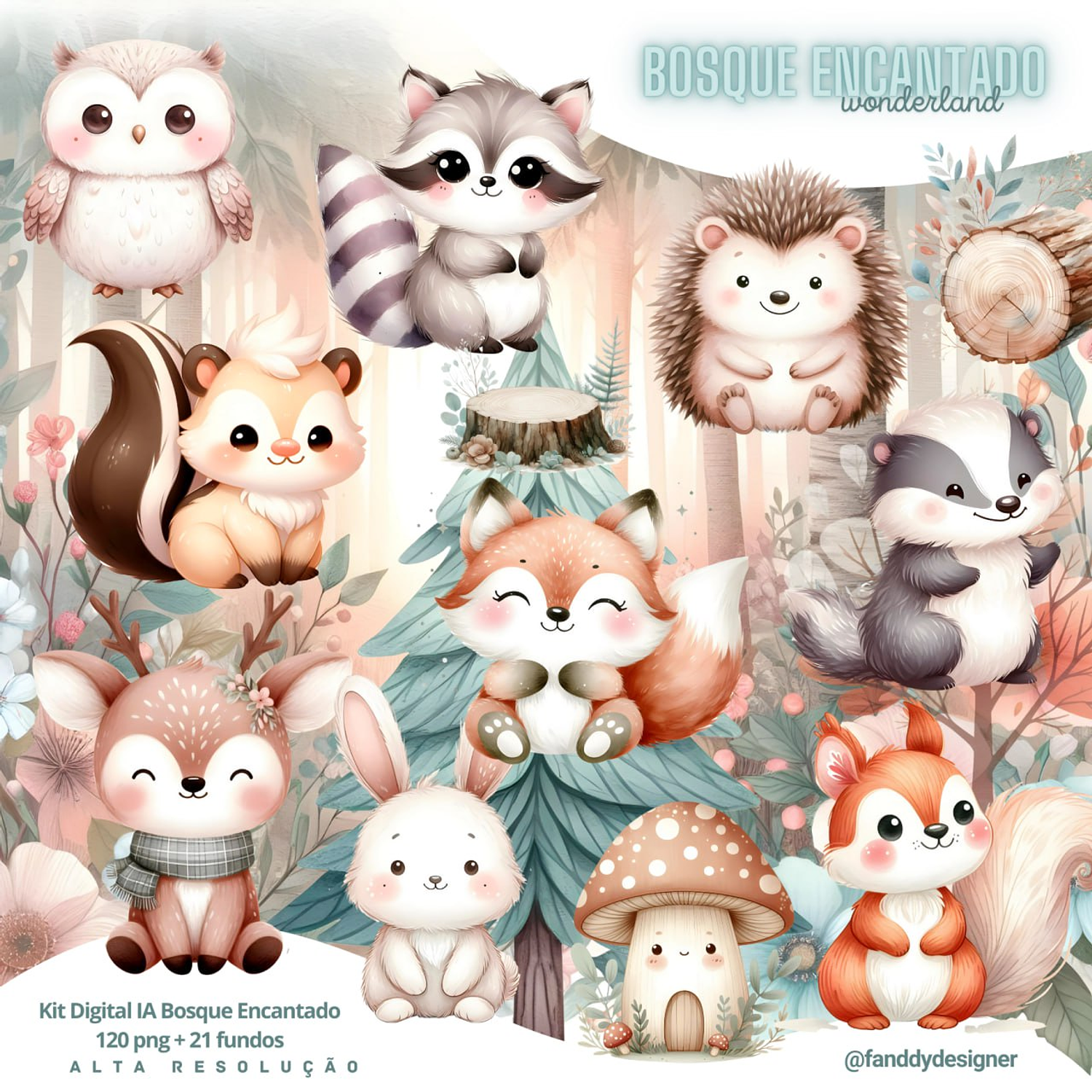 Kit Digital Bosque Enca - Fanddy Designer 1