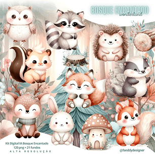 Kit Digital Bosque Enca - Fanddy Designer