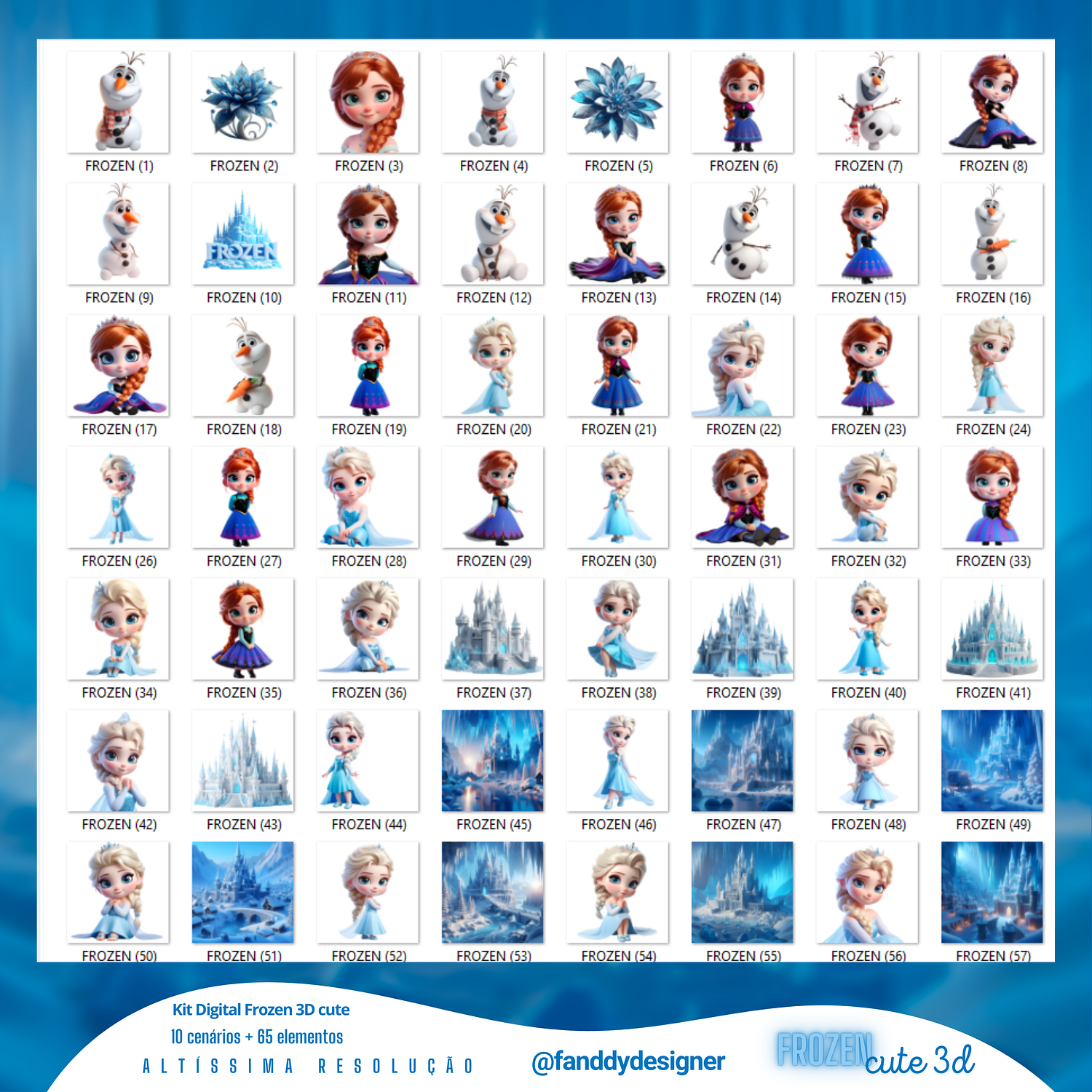 Kit Digital Bosque Frozen 3D - Fanddy Designer  3