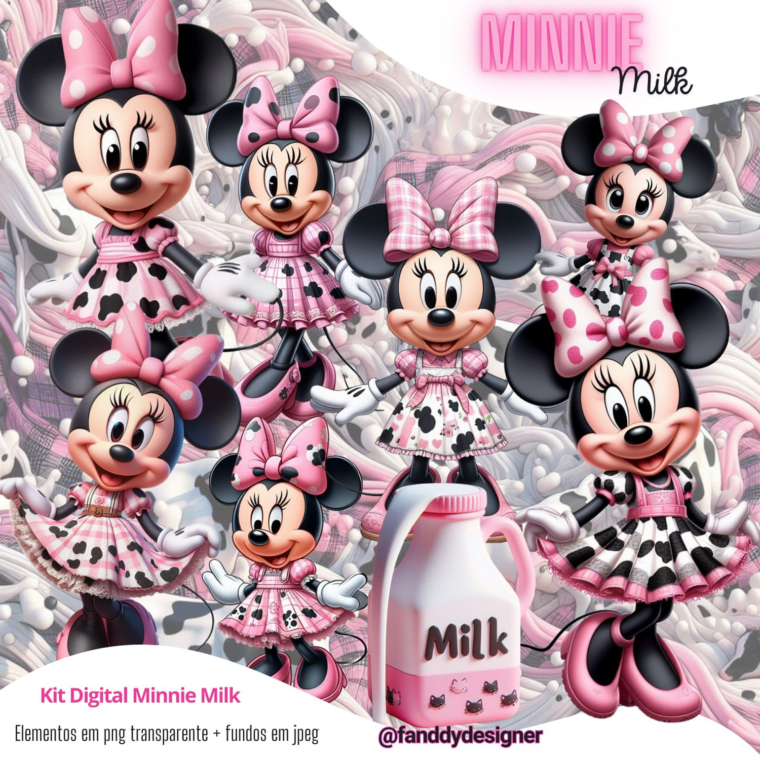 Kit Digital Minnie Milk - Fanddy Designer 