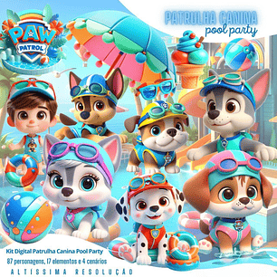 Kit Digital Patrulha Canina Pool Party Candy - Fanddy Designer 